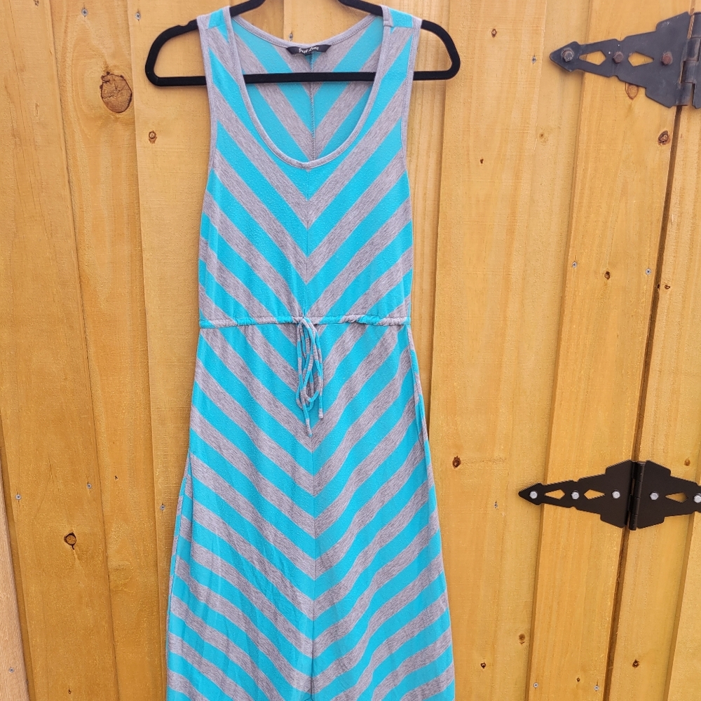 Just love Gray and Teal Sleeveless Maxi Dress sz Medium